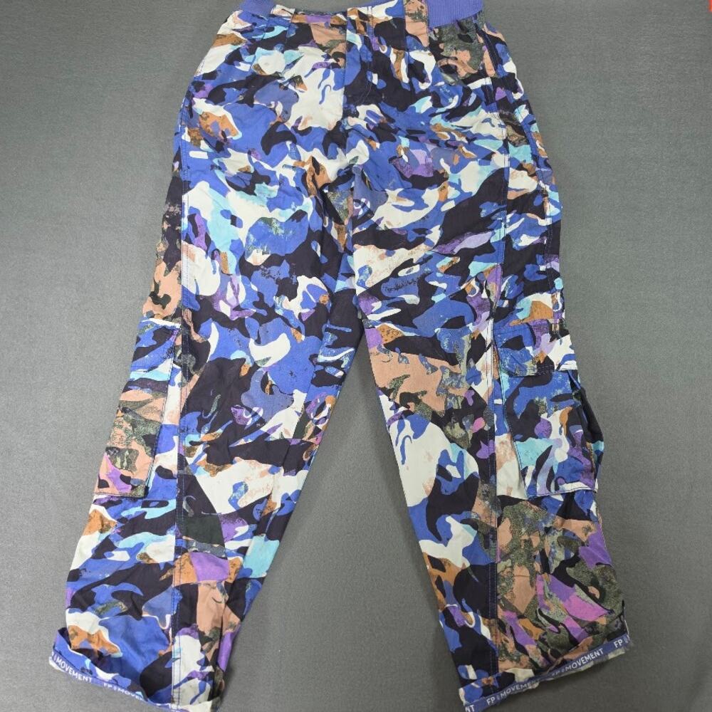 NWT Free People FP Movement Way Home Printed Pants Camo Blue Purple Size Medium